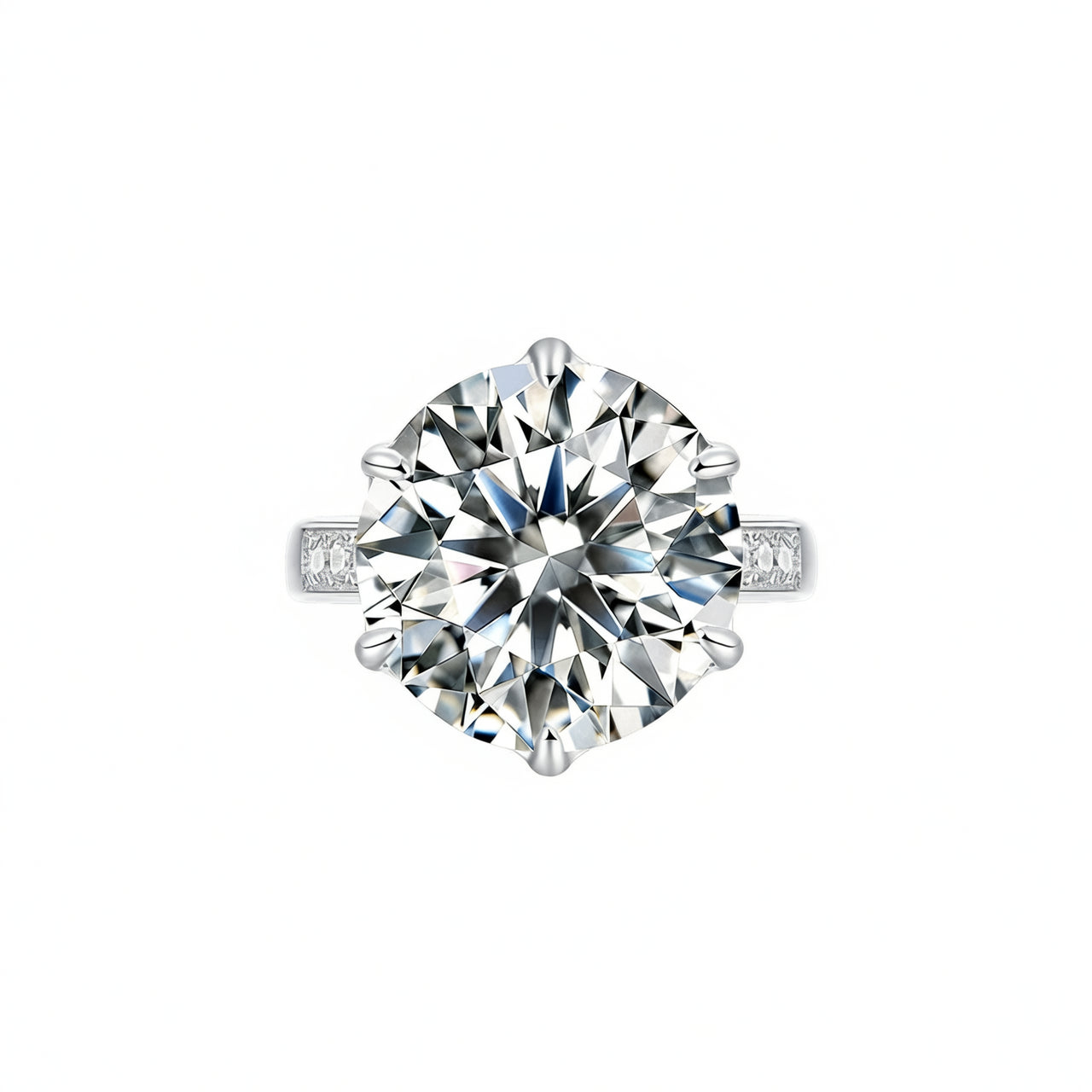 Anello da donna in moissanite geometrico rotondo in argento sterling 925 placcato oro 18 carati di lusso