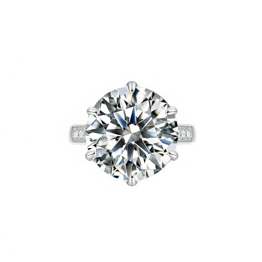 Anello da donna in moissanite geometrico rotondo in argento sterling 925 placcato oro 18 carati di lusso