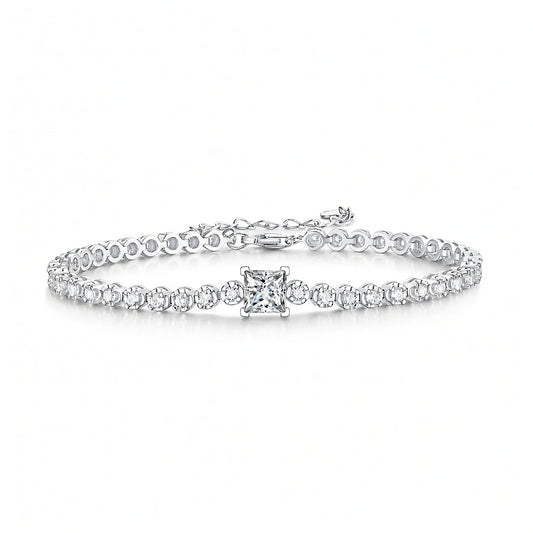 18K Gold Plated 925 Sterling Silver Square Geometric Moissanite Bracelet
