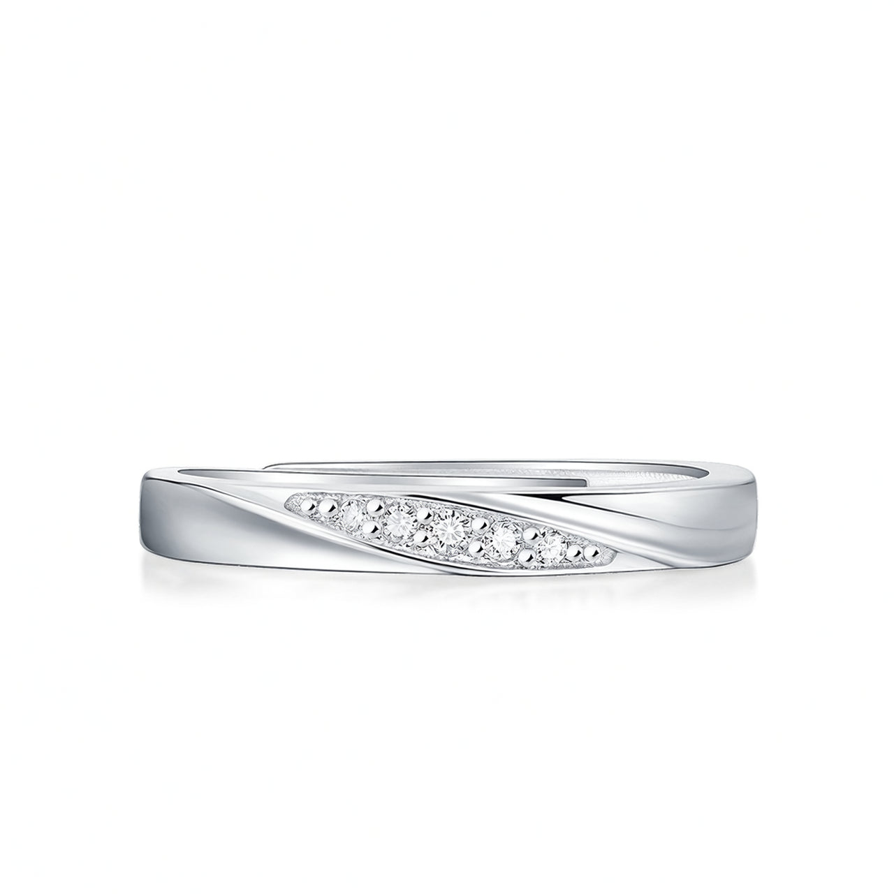 Anello Mobius geometrico placcato oro 18K in argento sterling S925 stile dolce con intarsio di moissanite per coppie