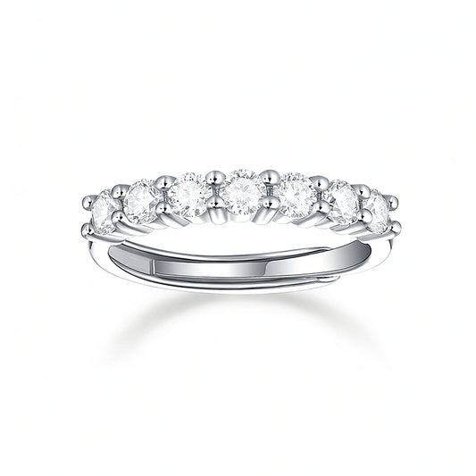 Anillo de mujer de moissanita de 7 piedras de plata de ley 925 geométrica chapado en oro, dulce