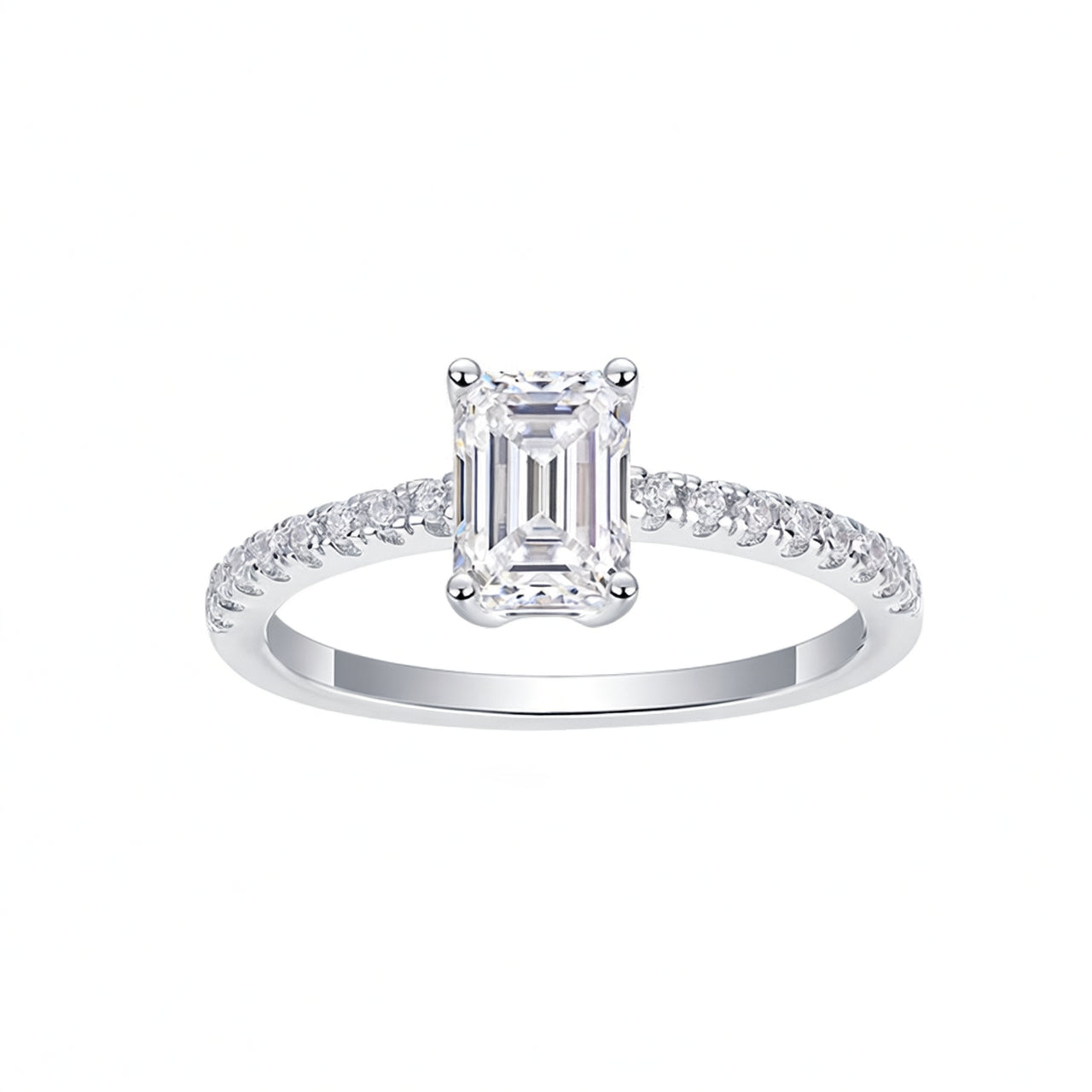 Fashion Geometric S925 Sterling Silver Moissanite Ring for Women