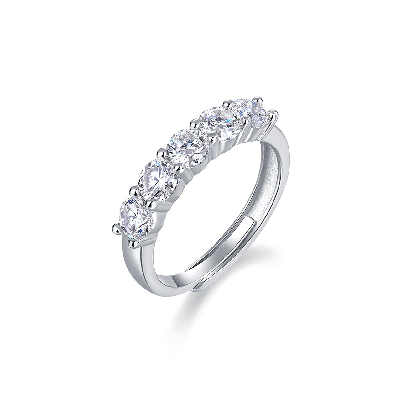 Anello da donna casual alla moda con geometria in argento sterling 925 placcato oro 18 carati con moissanite a fila