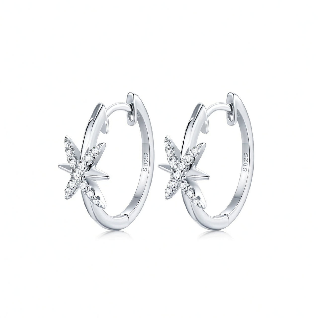 Orecchini a perno con grappolo di Moissanite a forma di esagramma in Argento Sterling 925 placcato Oro 18K in stile Ins