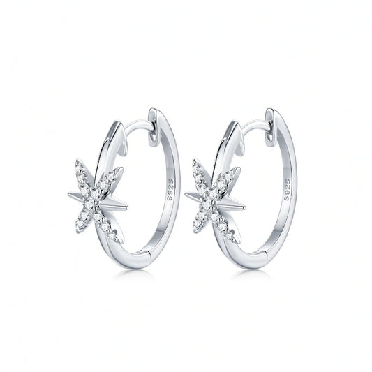 Pendientes de plata de ley 925 estilo INS con racimo de moissanita hexagonal y chapado en oro de 18 quilates