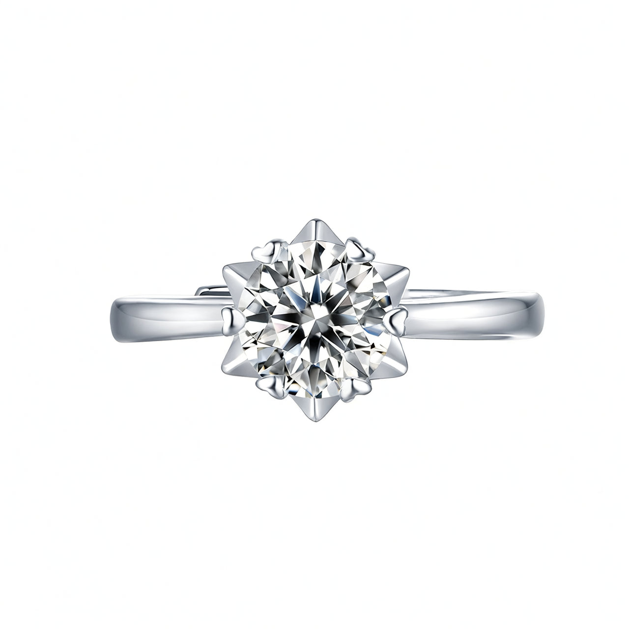 Sweet Style 925 Sterling Silver Moissanite Starburst Geometric Ring with 18K Gold Plating for Women