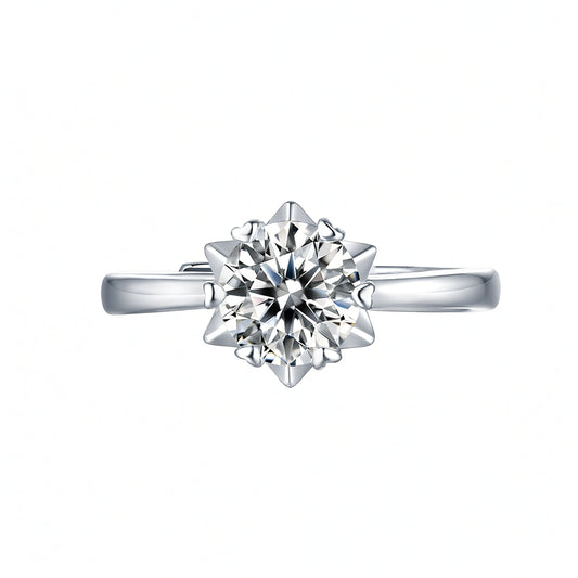 Anello geometrico Sweet Style a stella in Moissanite e argento Sterling 925, placcato oro 18K da donna