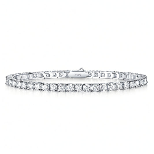Pulsera de tenis de moissanita geométrica gruesa de oro de 18 quilates chapada en plata de ley 925 de moda OL para mujer