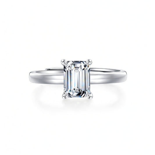 Luxury Minimalist 925 Sterling Silver Octagonal Moissanite Ring with 18K Gold Plating for Women