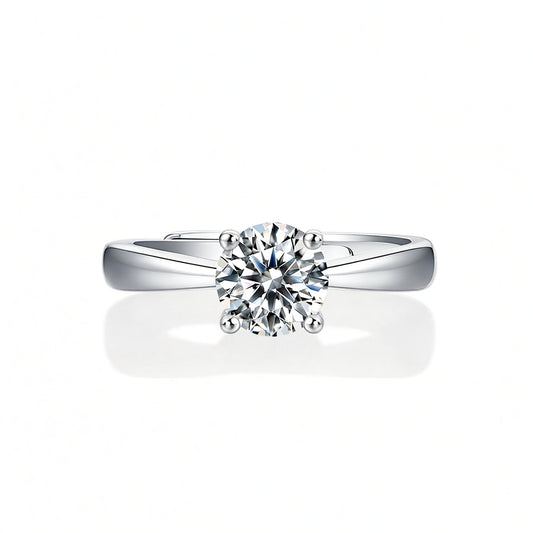 Anello geometrico dolce da donna placcato in oro 18 carati con intarsio di moissanite in argento sterling 925