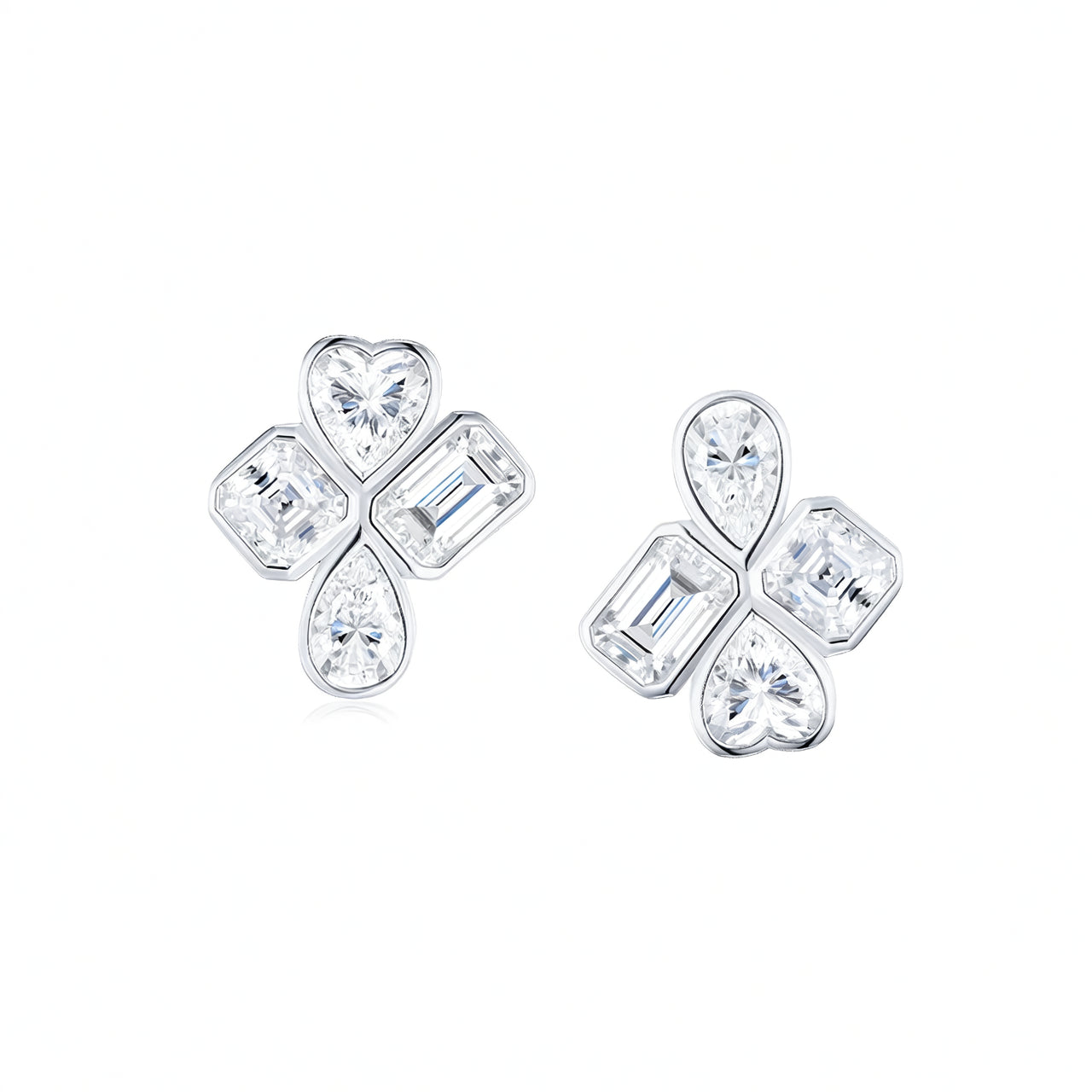Minimalist S925 Sterling Silver Geometric Stud Earrings with D-Color Moissanite Inlay for Women