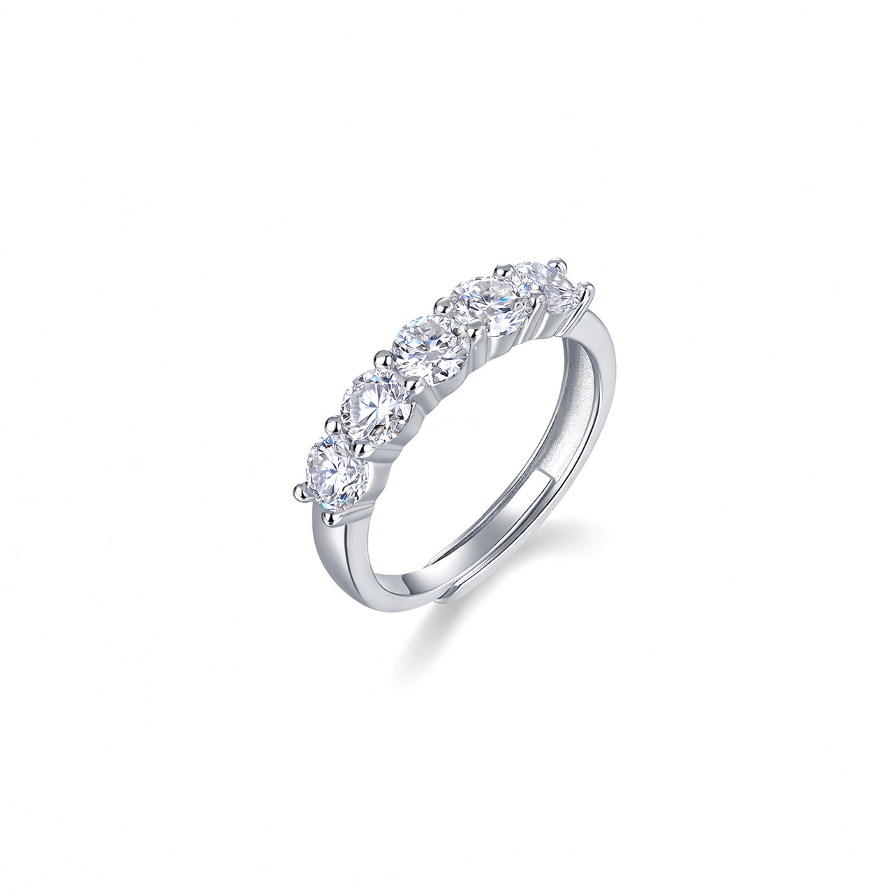 Anello da donna casual alla moda con geometria in argento sterling 925 placcato oro 18 carati con moissanite a fila