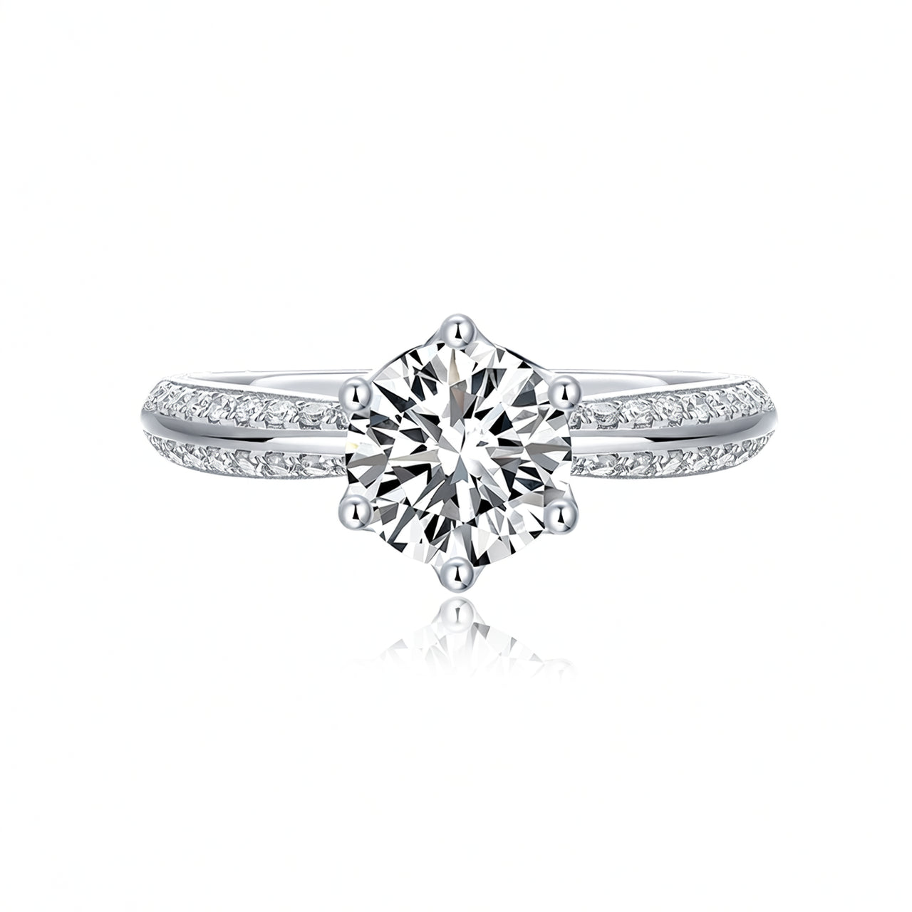 Anello da donna in argento sterling 925, design geometrico, placcato in oro 18 carati con intarsio di moissanite