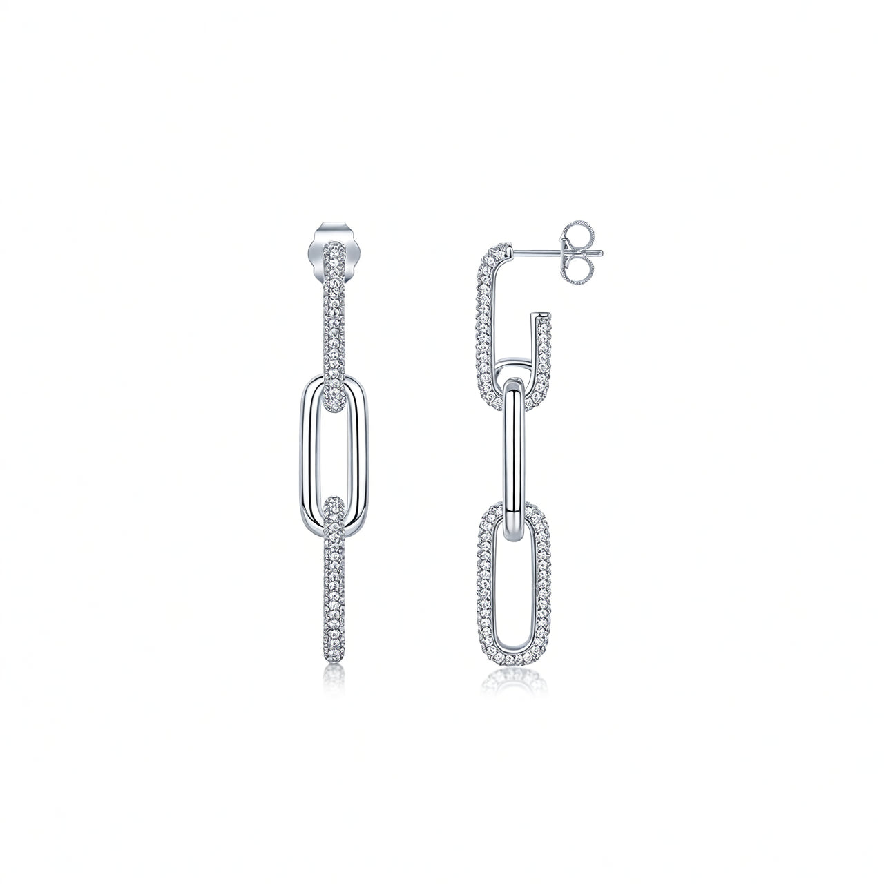 Minimalist S925 Sterling Silver Geometric Stud Earrings with D-Color Moissanite Inlay for Women