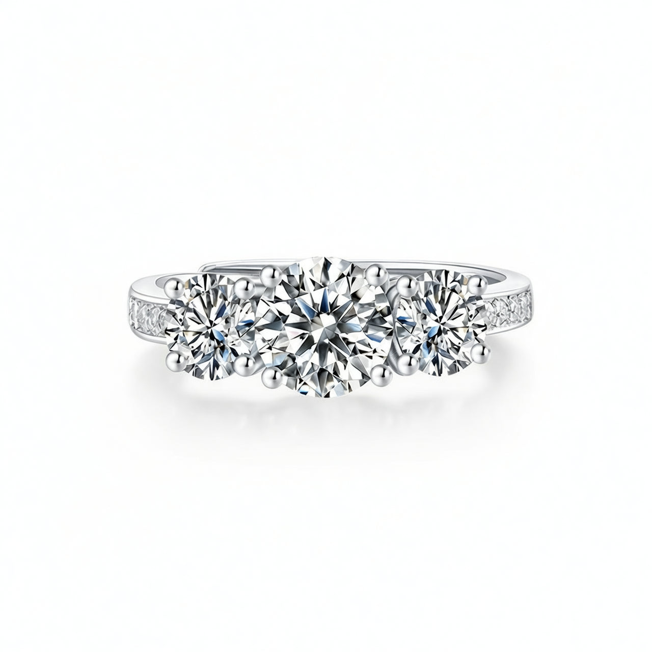 Anello da donna in moissanite geometrico, stile "Light Luxury", con elementi a bolla, in argento sterling 925 e placcatura in oro 18K