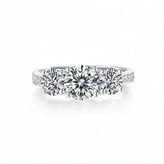 Light Luxury Geometric Moissanite Ring with Bubble Elements in 925 Sterling Silver and 18K Gold Plating for Women
