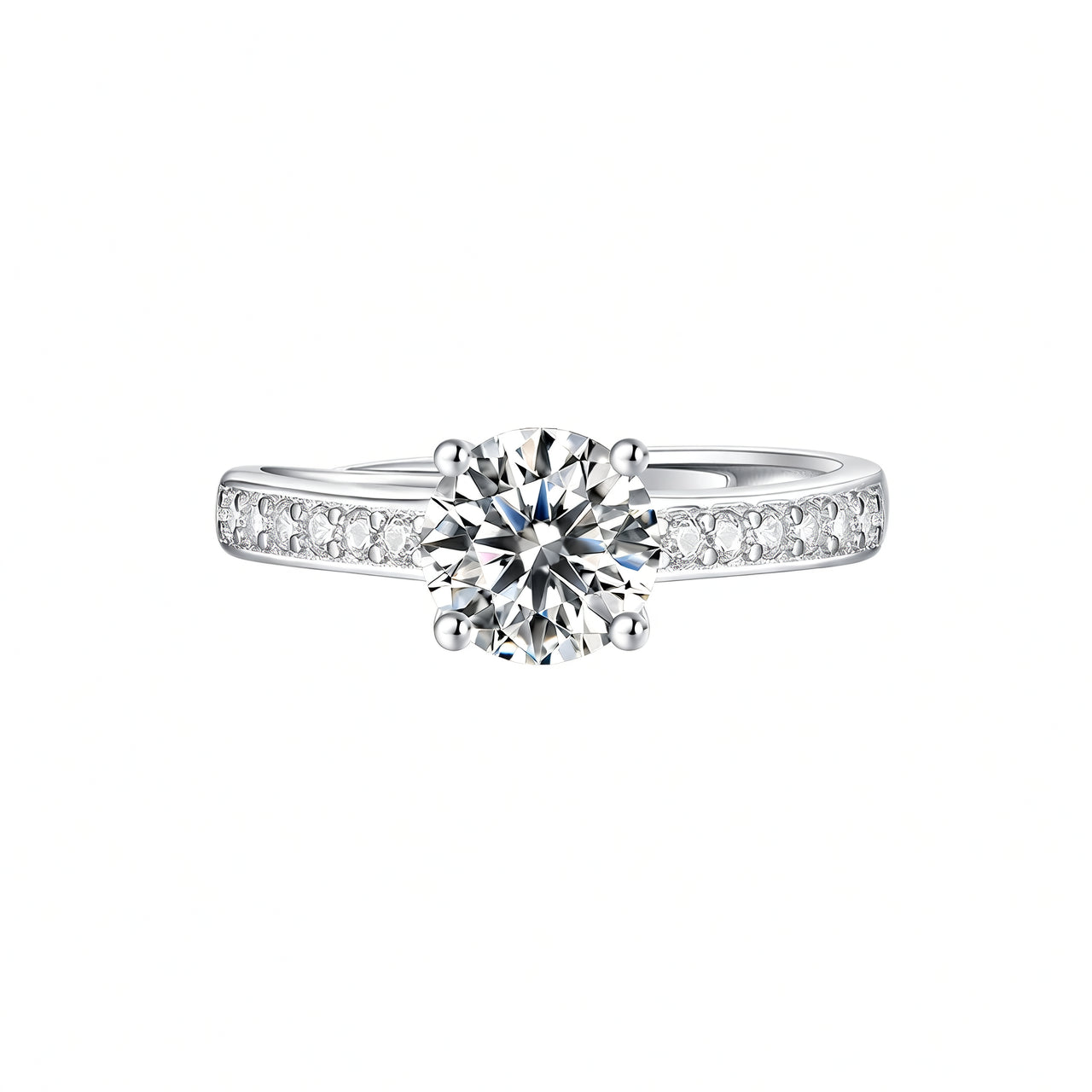 Anillo de plata de ley 925 minimalista de lujo con baño de oro de 18 quilates, diseño geométrico redondo y circonita moissanita para mujer