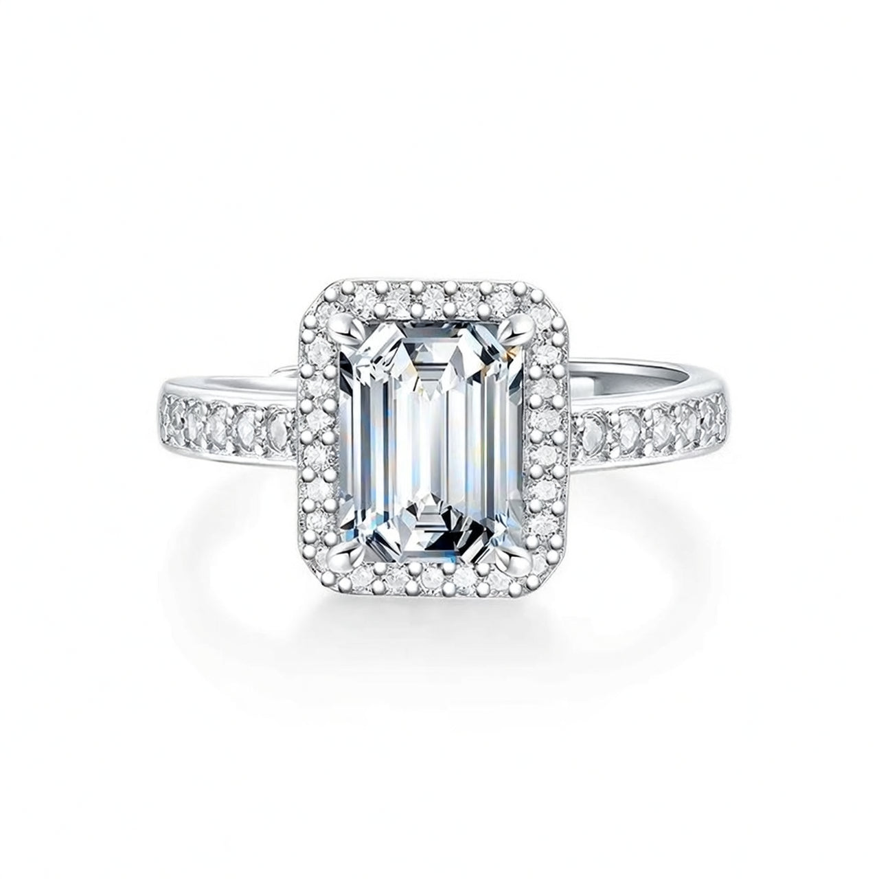 Anello in Moissanite Quadrato Geometrico di Lusso in Argento Sterling 925 Placcato Oro, Gioielli di Moda da Donna