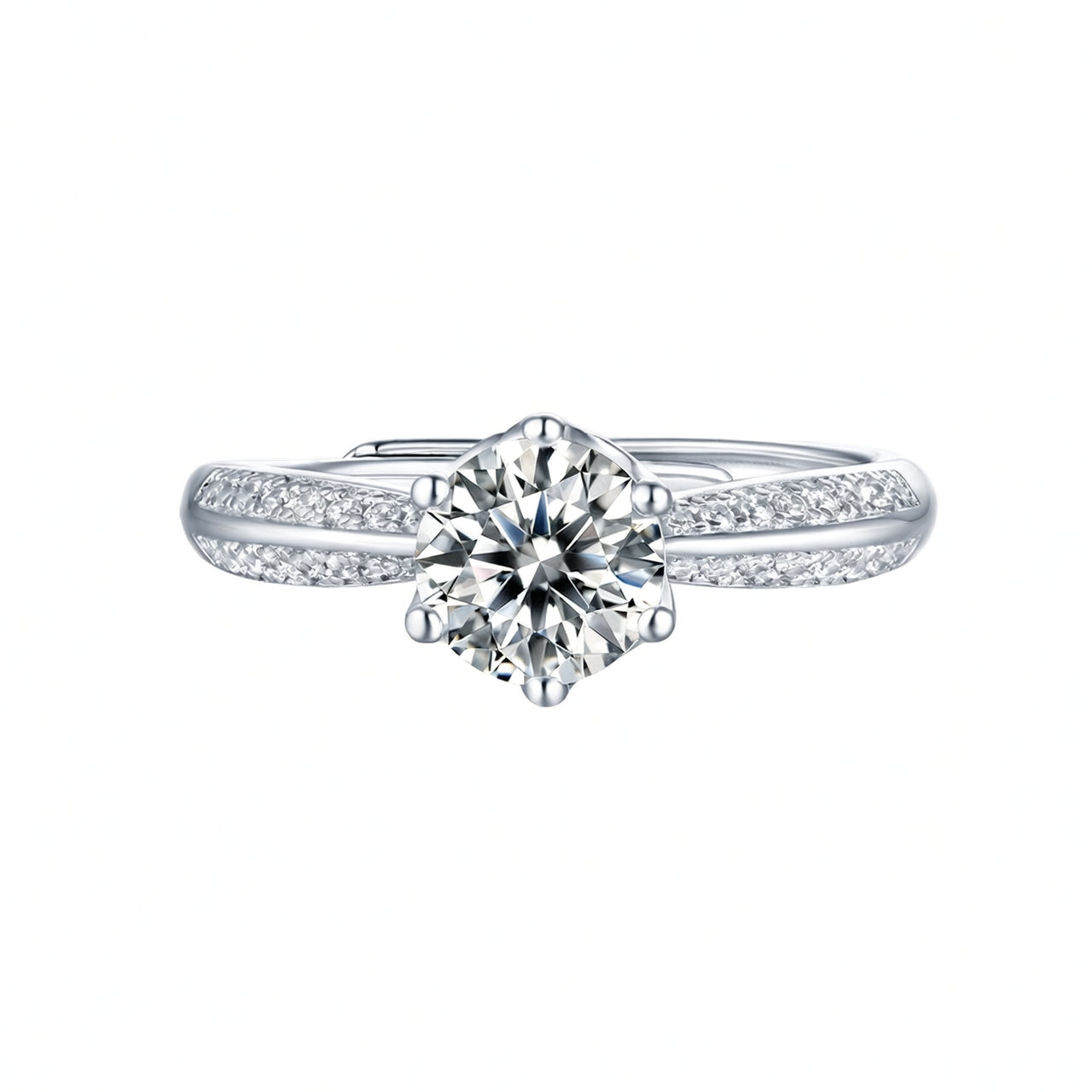 Anillo Geométrico Estilo Dulce de Plata de Ley 925 con Incrustaciones de Moissanita y Baño de Oro de 18K para Mujer
