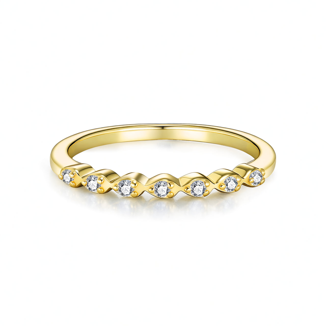 Anello impilabile da donna alla moda in Argento Sterling 925 Placcato Oro 18K con Moissanite Geometrica