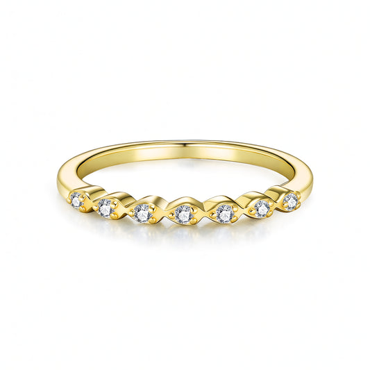 Fashionable 925 Sterling Silver 18K Gold Plated Geometric Moissanite Stackable Ring for Women