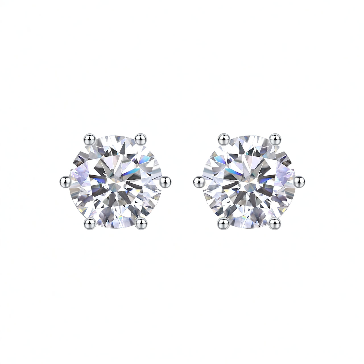 Orecchini a perno minimalisti in argento sterling 925 con moissanite rotonda e placcatura in oro 18K