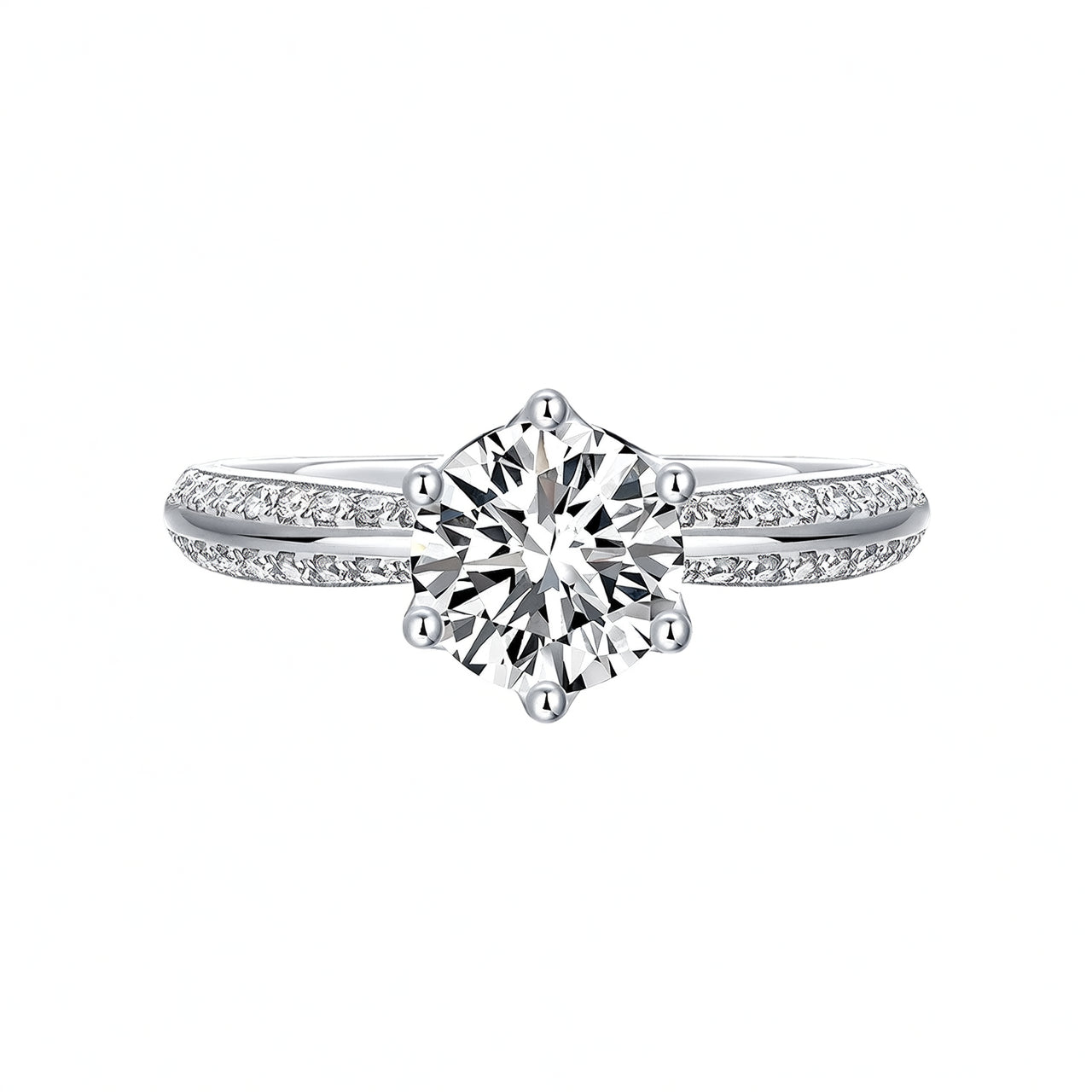 Anello da donna in argento sterling 925, design geometrico, placcato in oro 18 carati con intarsio di moissanite
