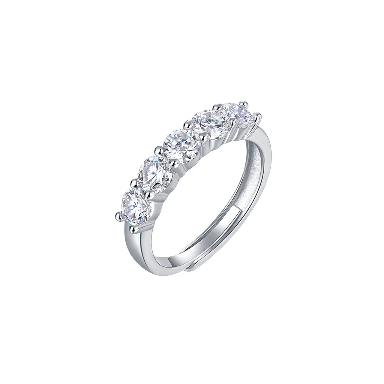 Anello da donna casual alla moda con geometria in argento sterling 925 placcato oro 18 carati con moissanite a fila