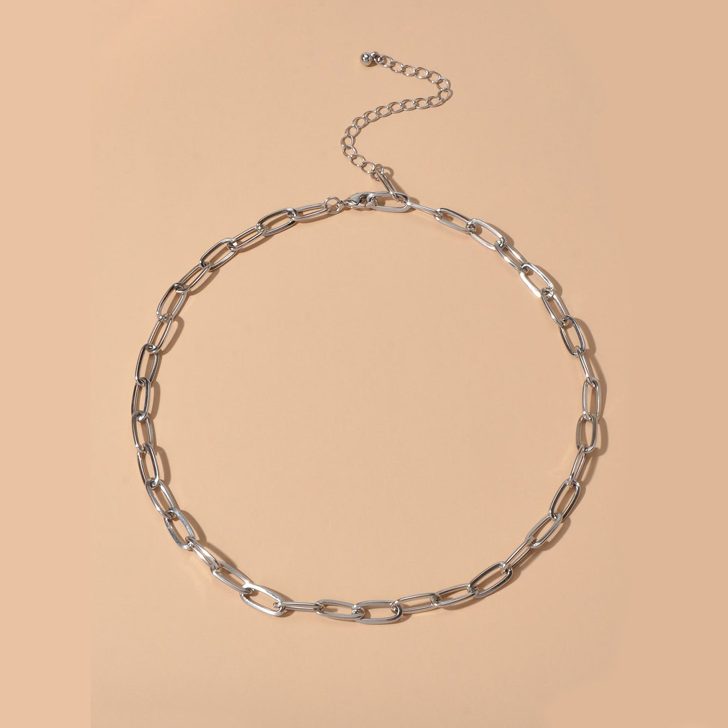 Minimalist Geometric Copper Box Chain Necklace for Women, Fashionable Single Layer Statement Jewelry