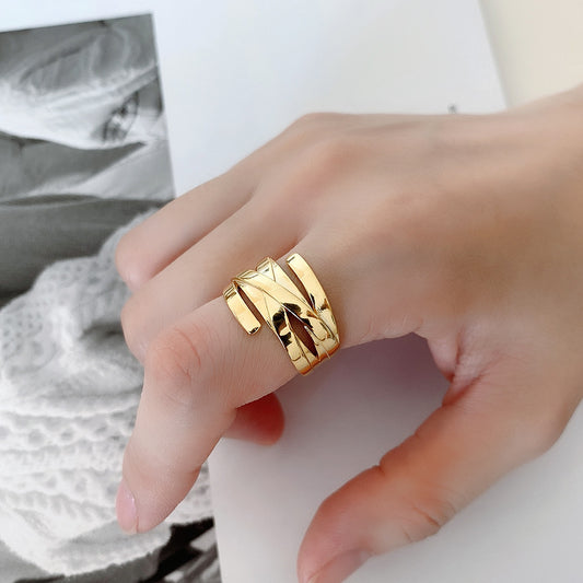 Dulce Anillo Minimalista de Plata de Ley 925 con Incrustaciones Geométricas para Mujer
