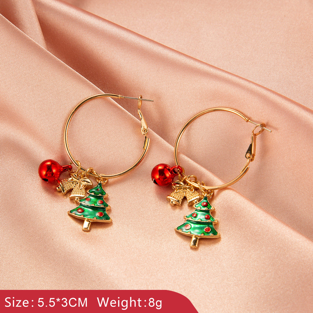 Christmas Earrings Snowman Bell Snowflake Reindeer Santa Claus Minimalist Alloy Plated Women's Jewelry Gift