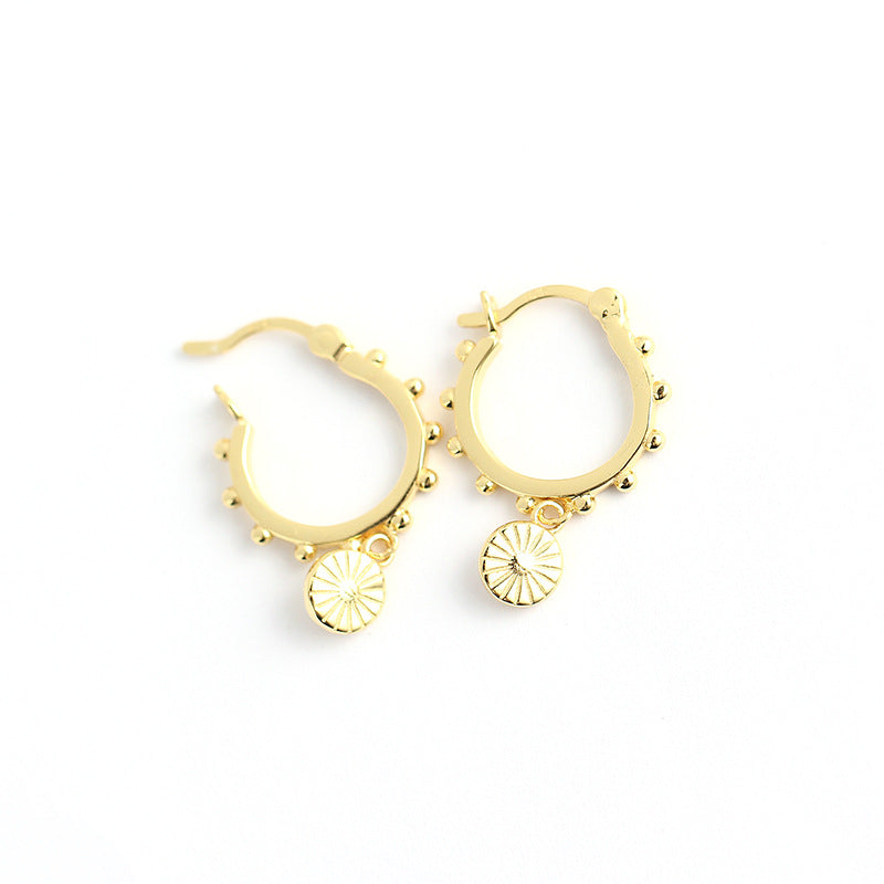 S925 Sterling Silver Round Geometric Earrings for Women, Fashion Office Lady Style, Plated, YHE0255