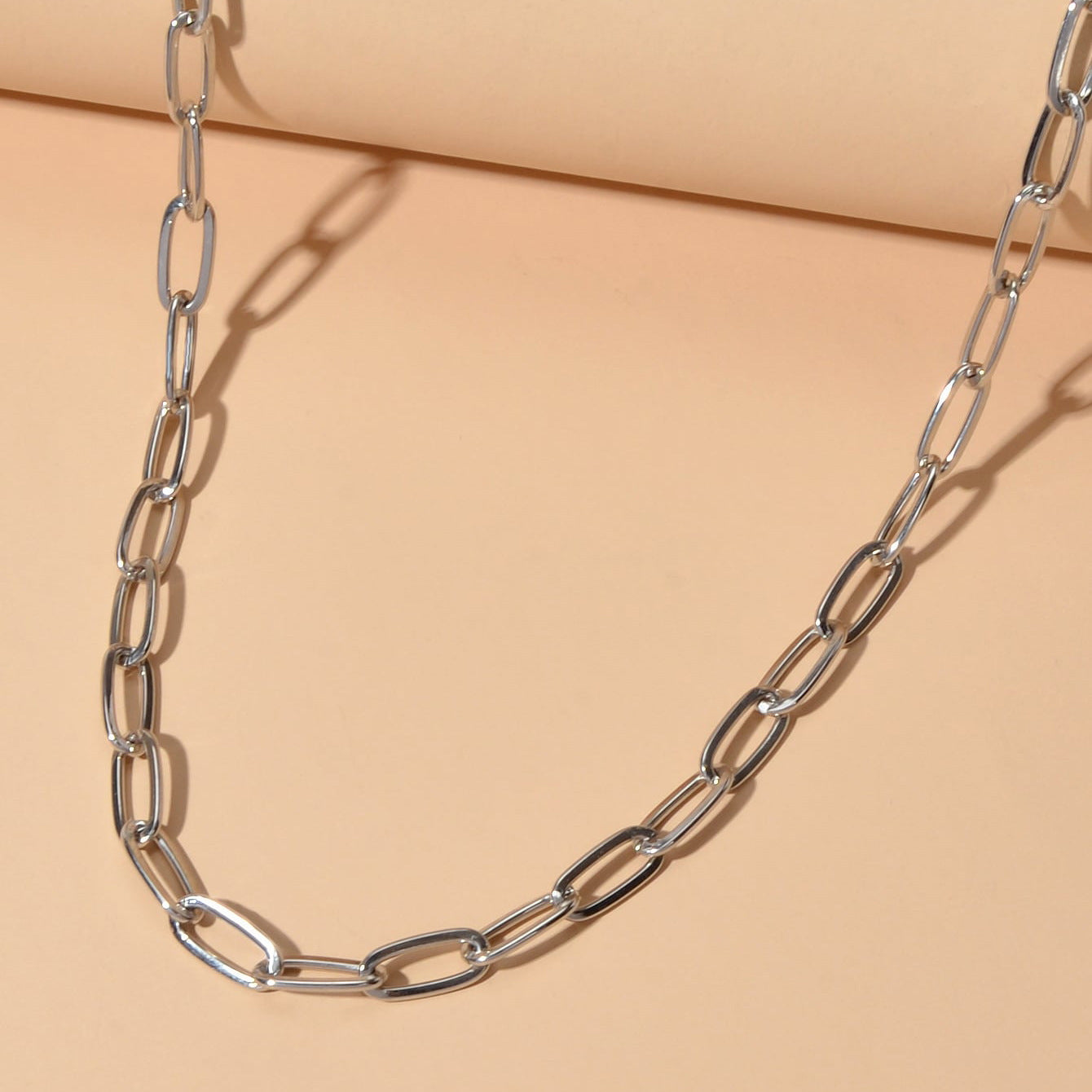Minimalist Geometric Copper Box Chain Necklace for Women, Fashionable Single Layer Statement Jewelry