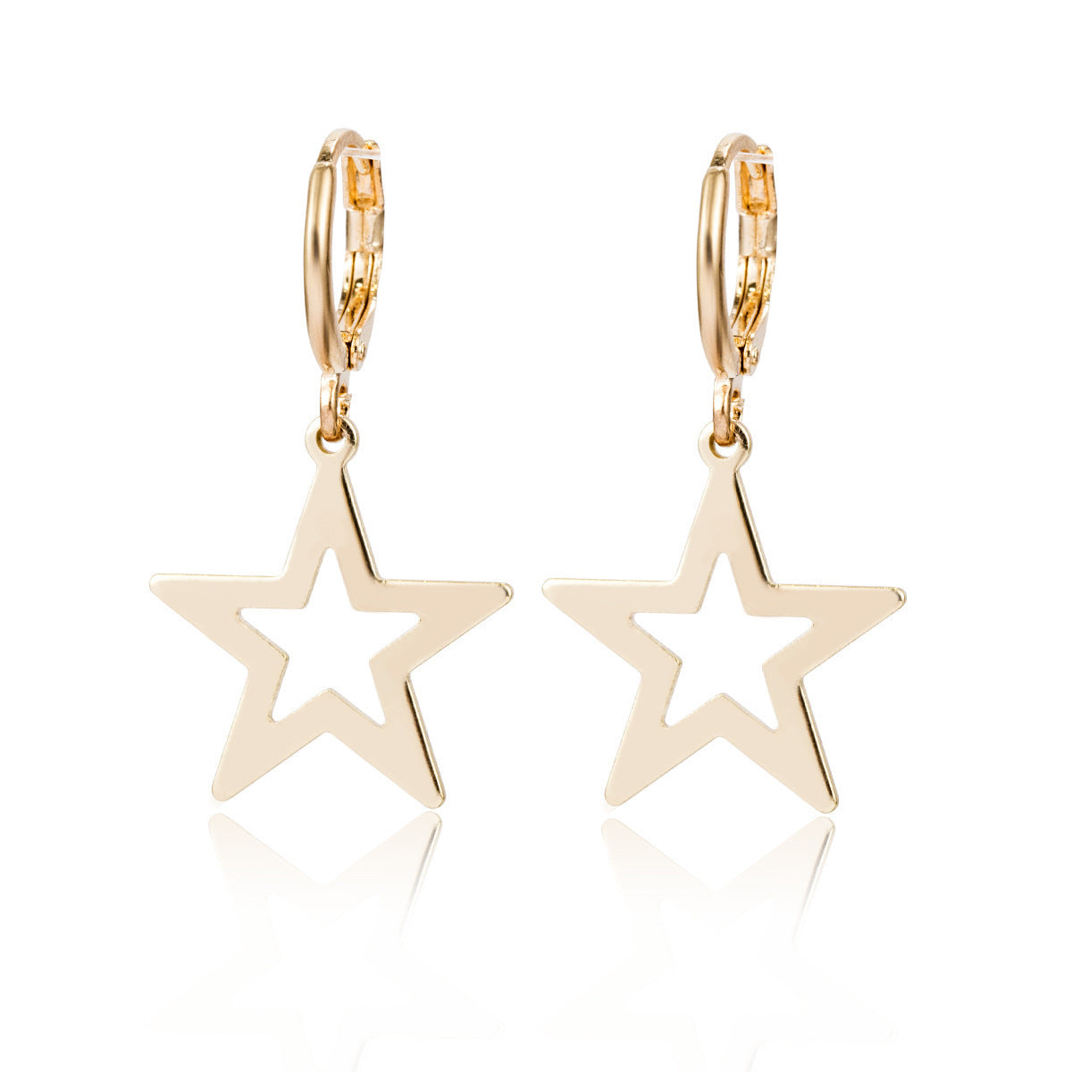 Mini Star Moon Pendant Earrings for Women, Alloy Plated Minimalist Jewelry, Floral Design, Bohemian Style