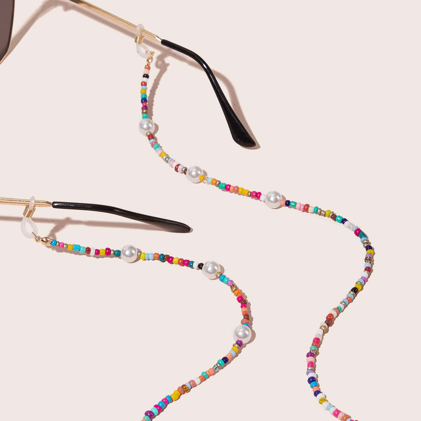Elegant Colorful Seed Bead and Artificial Pearl Eyewear Chain for Women