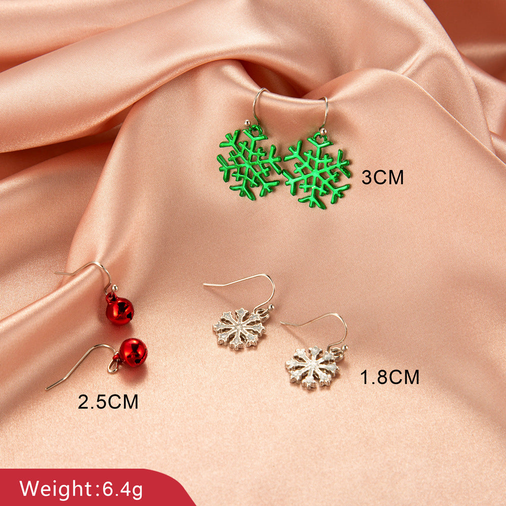 Christmas Earrings Snowman Bell Snowflake Reindeer Santa Claus Minimalist Alloy Plated Women's Jewelry Gift