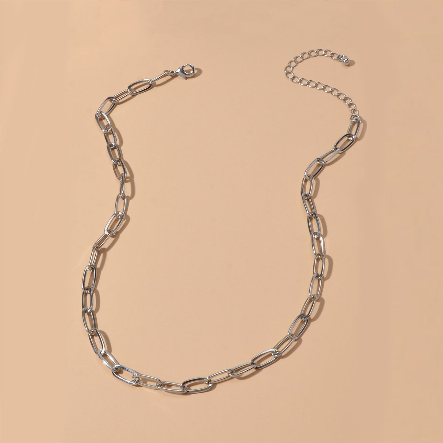 Minimalist Geometric Copper Box Chain Necklace for Women, Fashionable Single Layer Statement Jewelry
