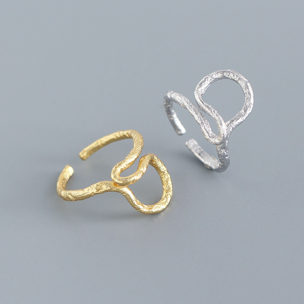 Minimalist Geometric Sterling Silver Foiled Ring for Women - Japanese Korean Style, Plated Jewelry, S925