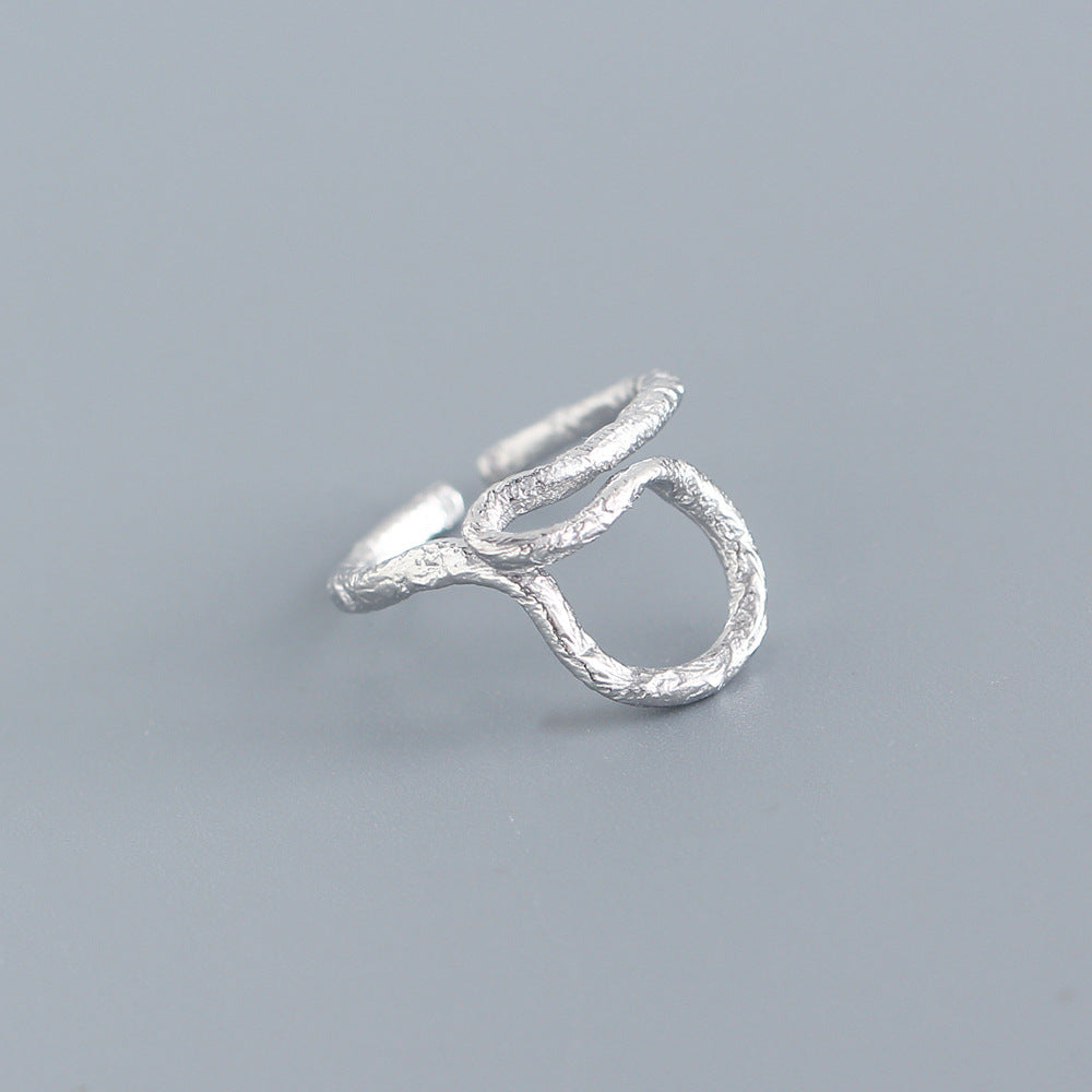Minimalist Geometric Sterling Silver Foiled Ring for Women - Japanese Korean Style, Plated Jewelry, S925
