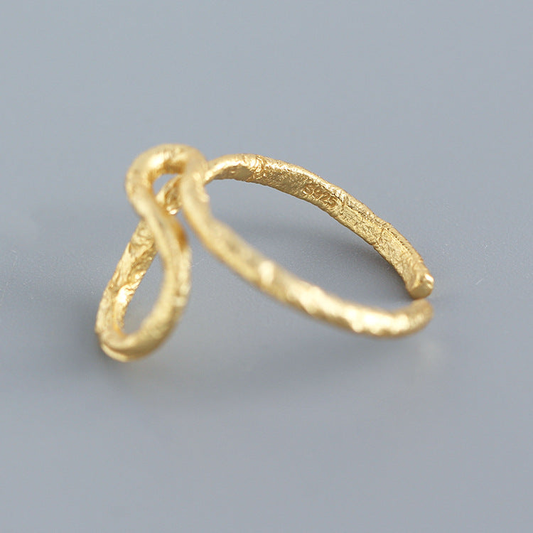 Minimalist Geometric Sterling Silver Foiled Ring for Women - Japanese Korean Style, Plated Jewelry, S925