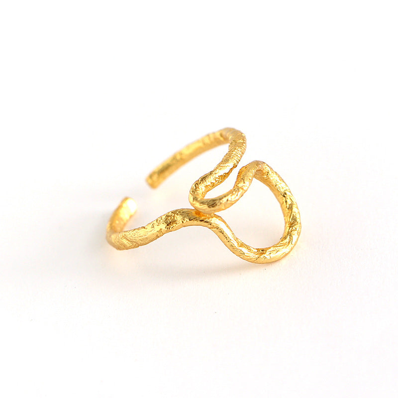 Minimalist Geometric Sterling Silver Foiled Ring for Women - Japanese Korean Style, Plated Jewelry, S925