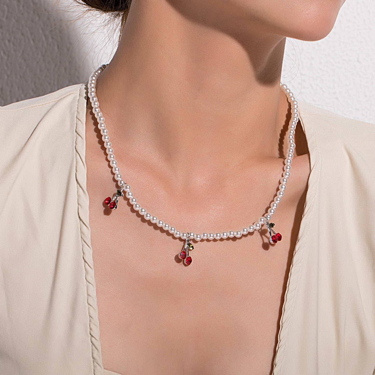 Minimalist Pearl Necklace Women's Geometric Fishline Chain Influecer Style Jewelry