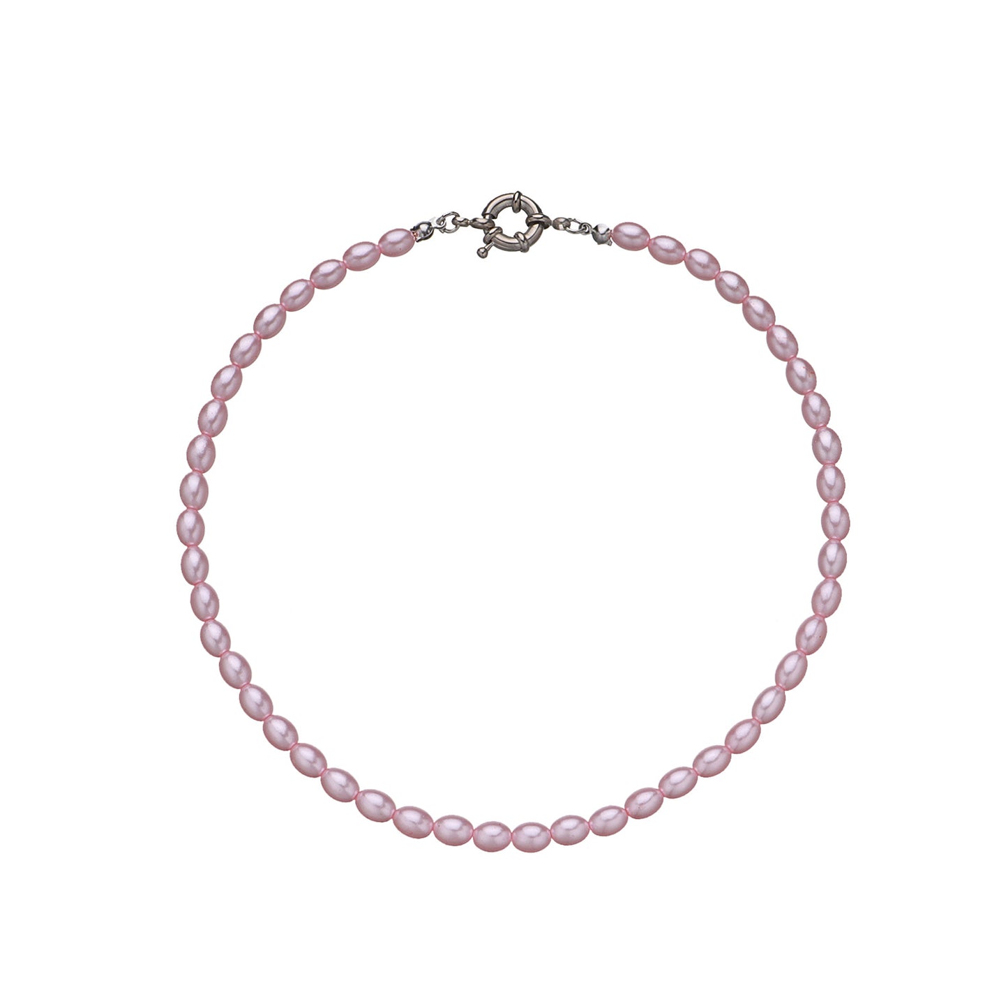 Pink Pearl Geometric Necklace for Women - Minimalist European Style Fashion Jewelry, Fishline Chain, Short Length, Elegant Pendant