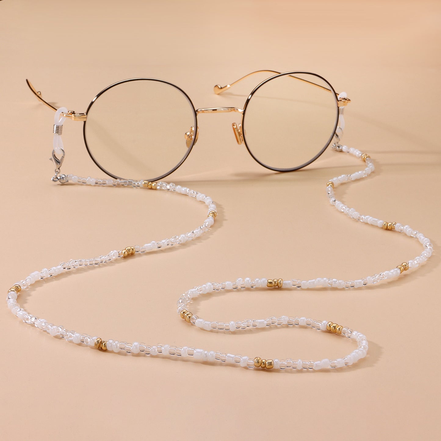 Fashion Colorful Transparent Glass Bead Ball Chain Eyeglass Holder and Face Mask Chain for Women