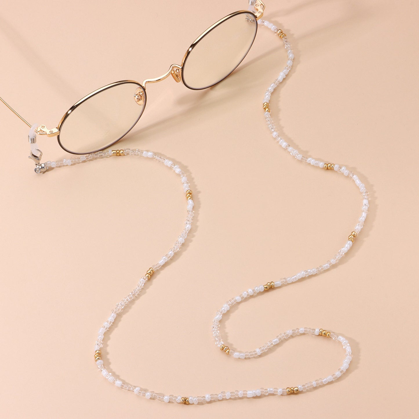 Fashion Colorful Transparent Glass Bead Ball Chain Eyeglass Holder and Face Mask Chain for Women