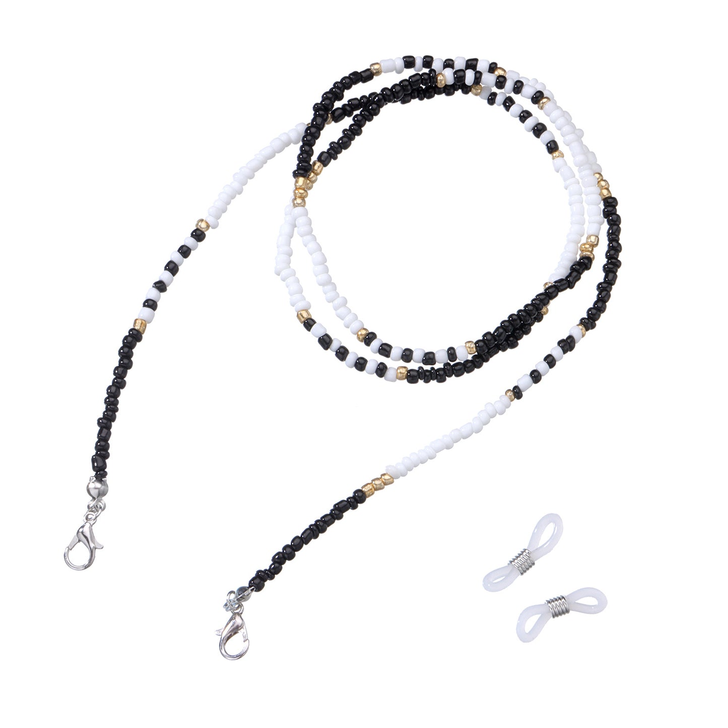 Fashion Colorful Transparent Glass Bead Ball Chain Eyeglass Holder and Face Mask Chain for Women