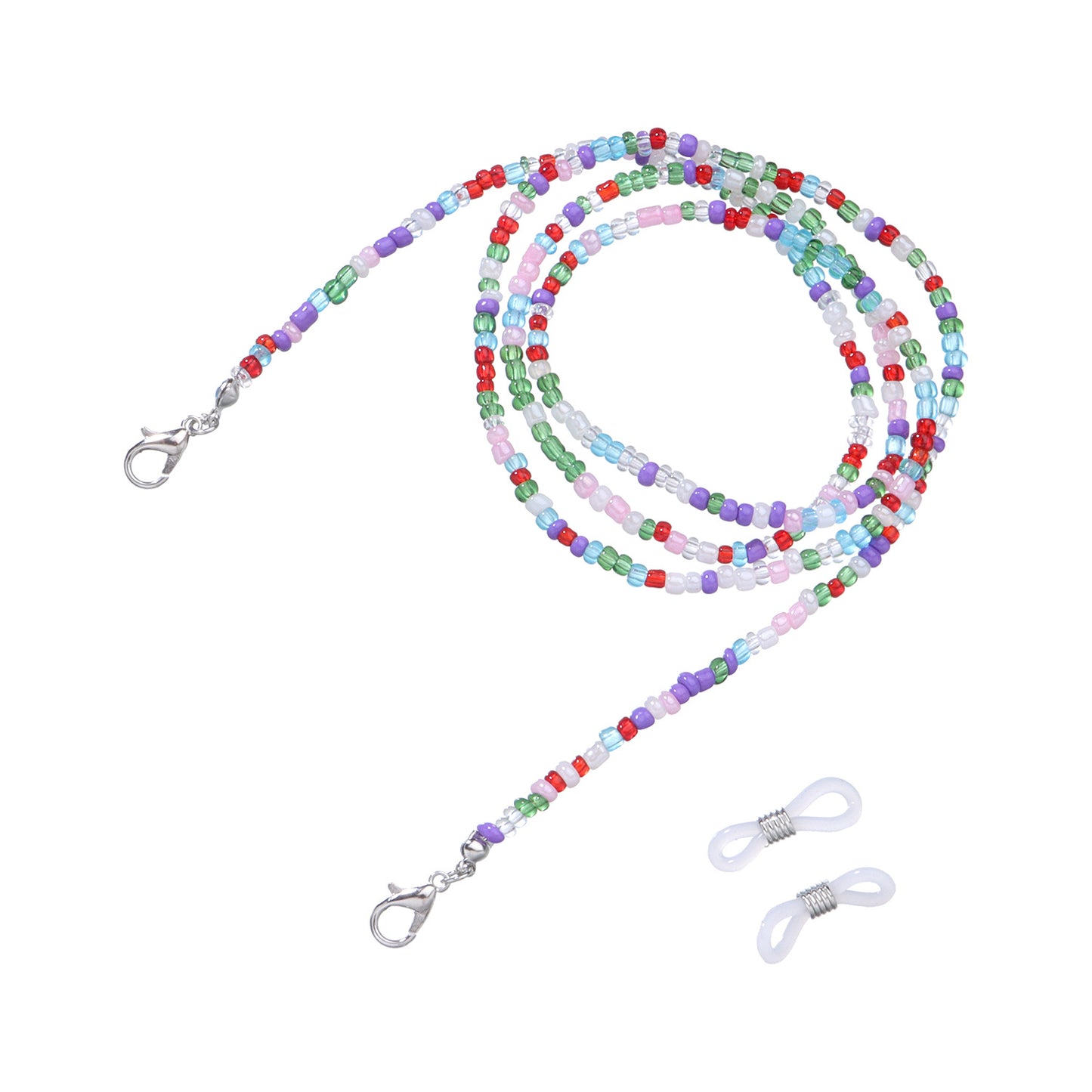 Fashion Colorful Transparent Glass Bead Ball Chain Eyeglass Holder and Face Mask Chain for Women