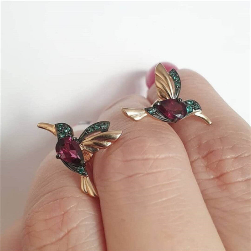 Vintage Animal Geometric Earrings for Women, Alloy Plated Statement Ear Jewelry, Trendy Exaggerated Bird Design