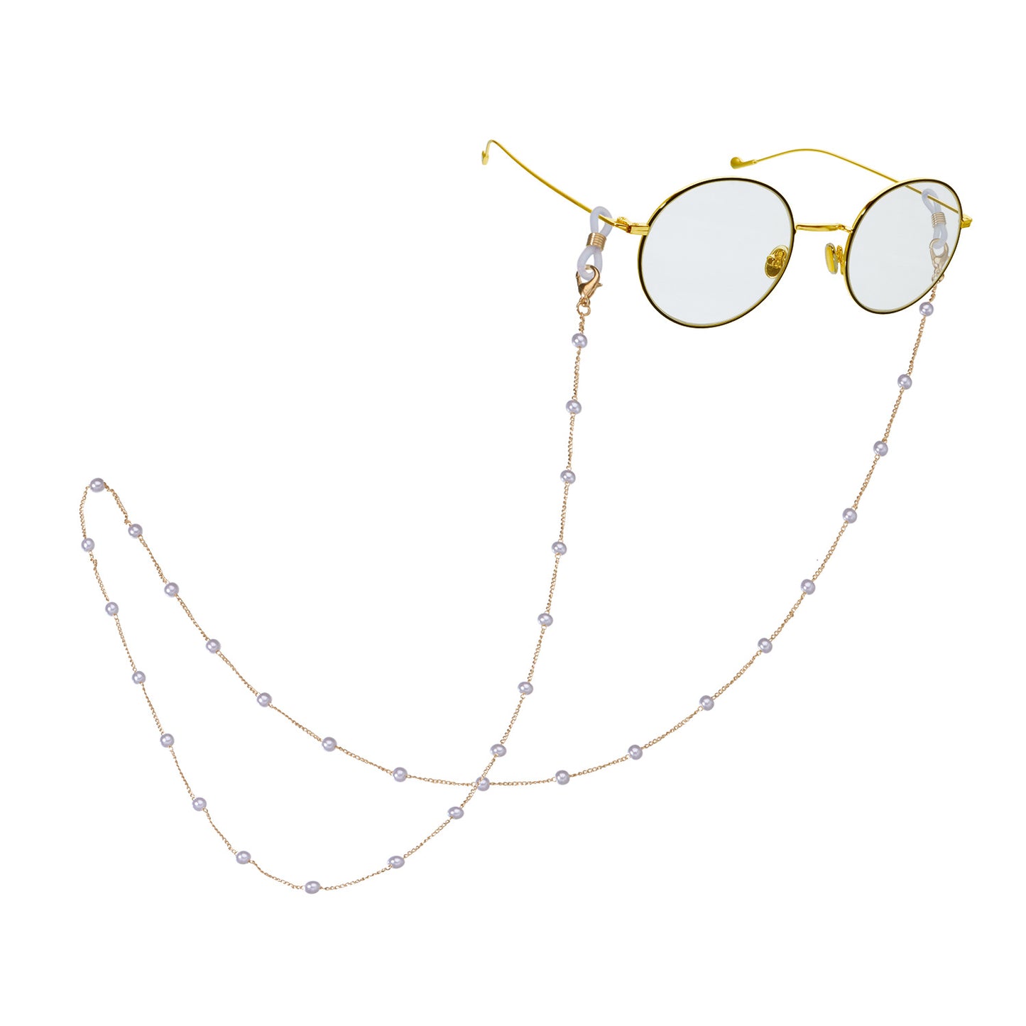 Minimalist Sweet Geometric Alloy Eyeglass Chain with Pearl Inlay for Women