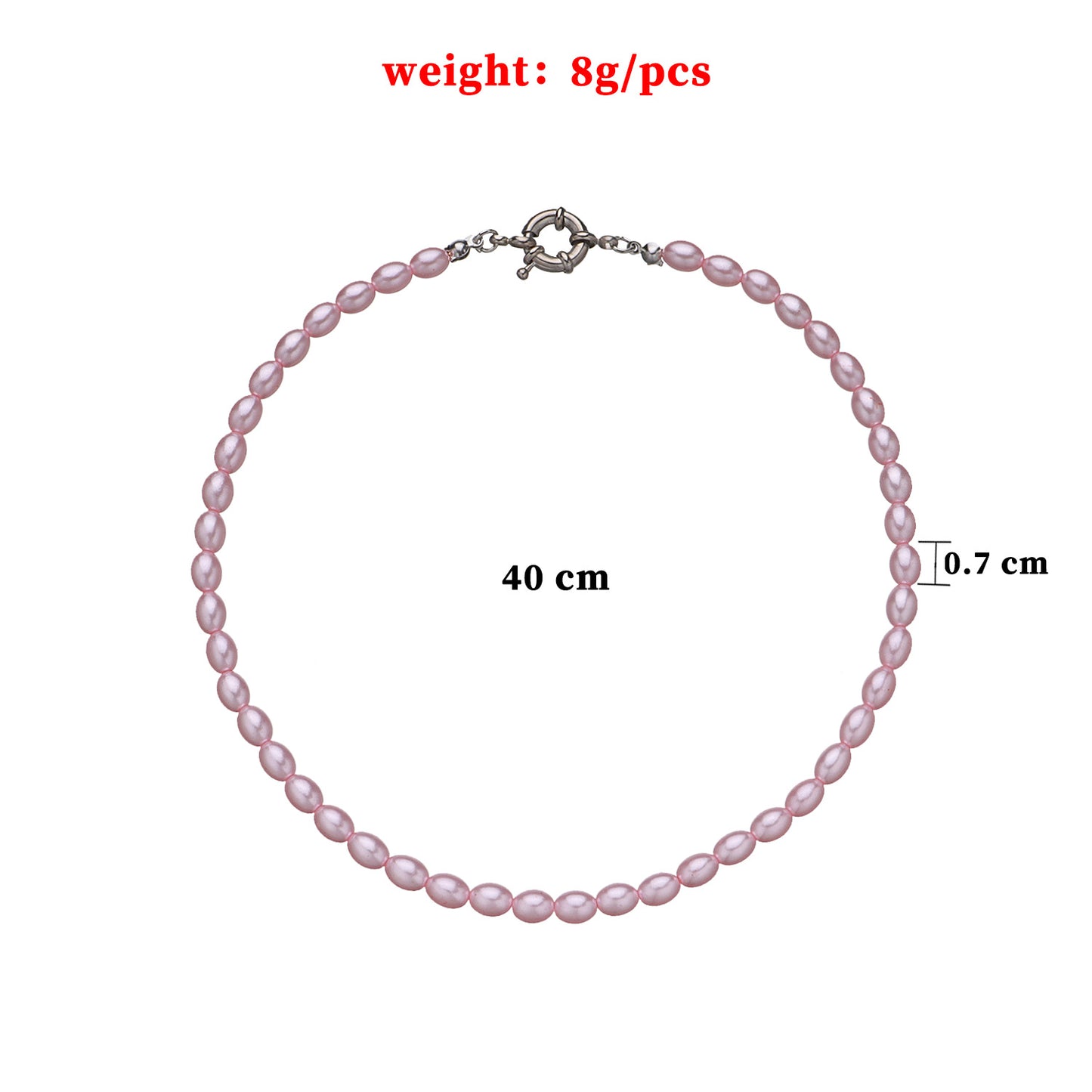 Pink Pearl Geometric Necklace for Women - Minimalist European Style Fashion Jewelry, Fishline Chain, Short Length, Elegant Pendant